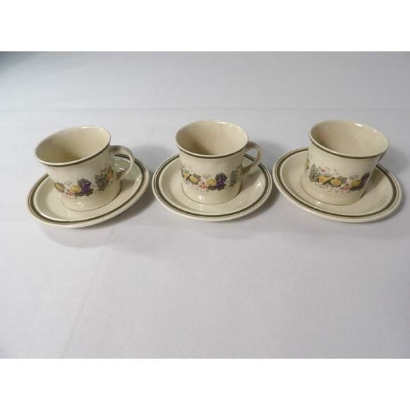 Royal Doulton Harvest Garland Cups Saucer Set of 3 Vintage 1976 Lambeth Stonewar - Picture 9 of 9
